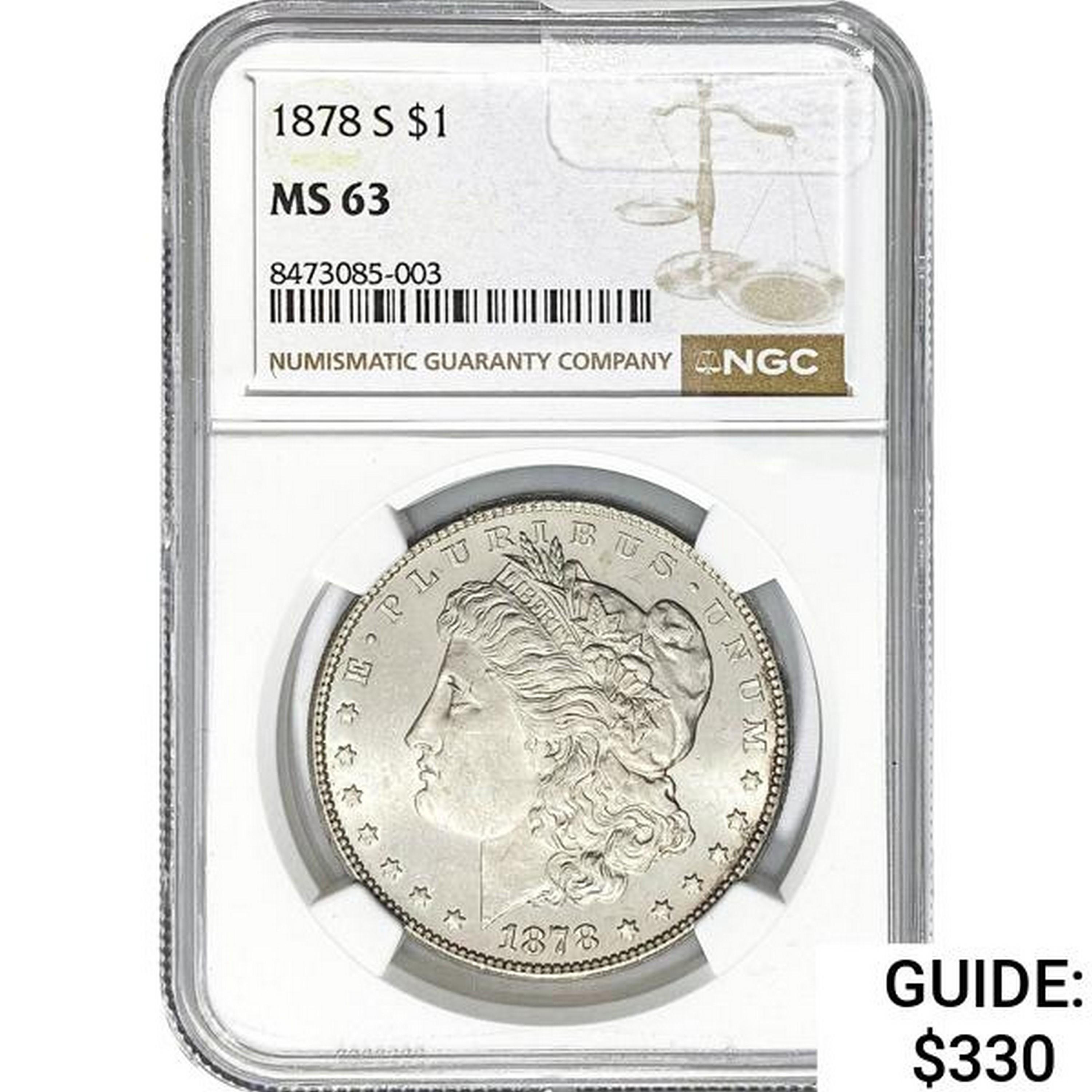 1878 S $1 Morgan Dollar NGC MS63