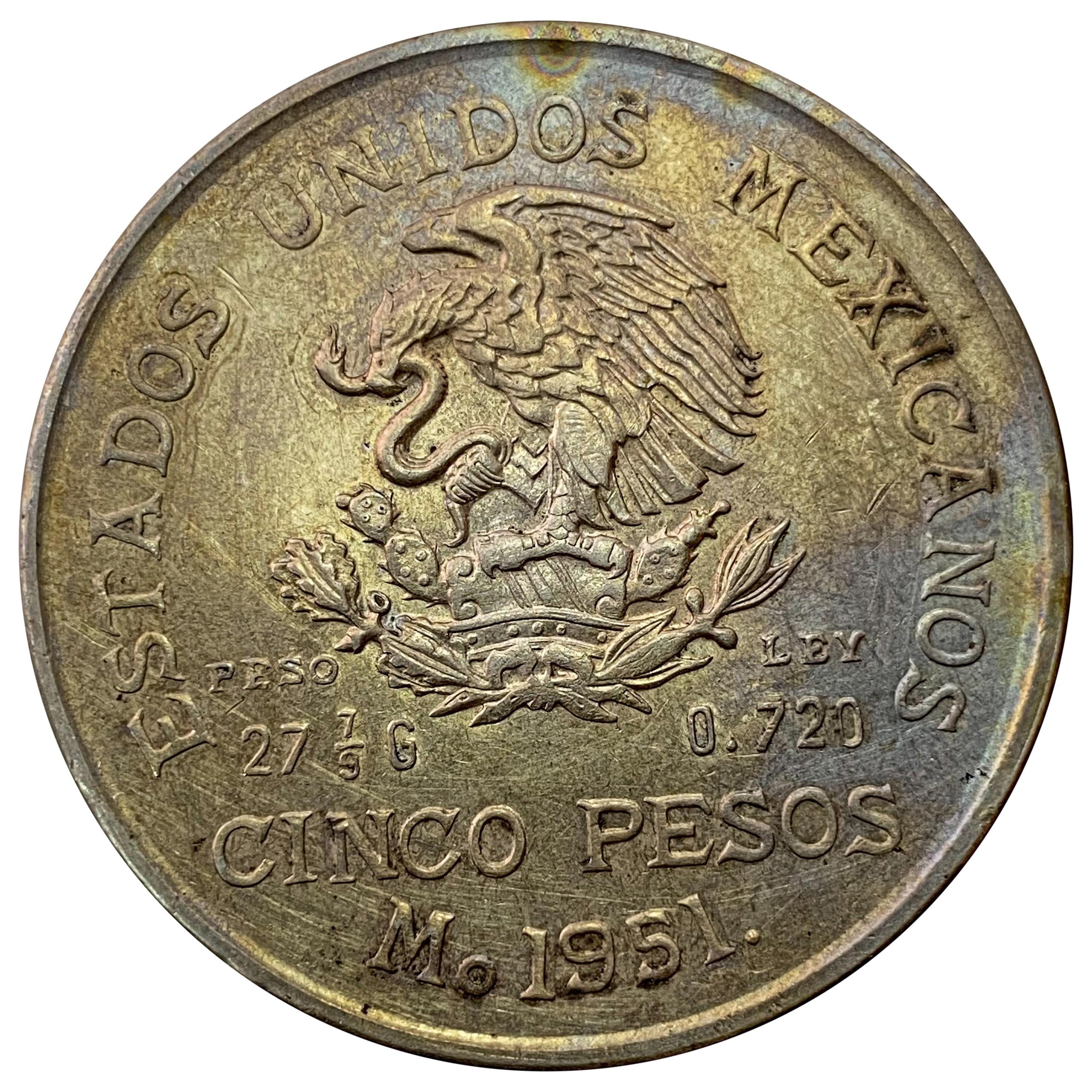 1951-M Mexico Silver 5 Peso Hildago UNCIRCULATED