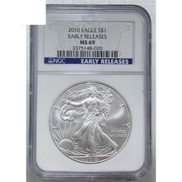 [3] 2008-2010 Silver Eagle NGC GEMUNC