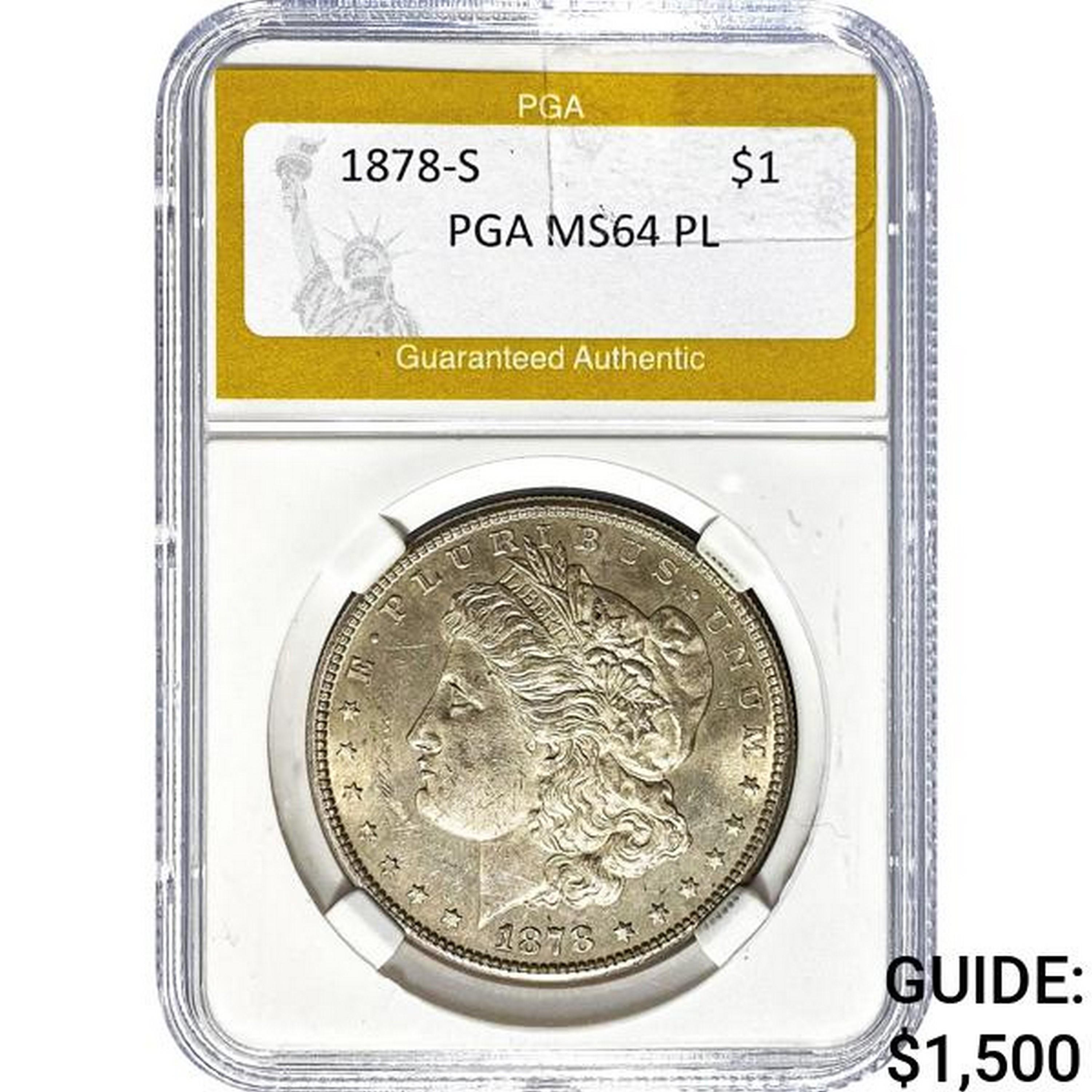 1878-S Morgan Dollar PGA MS64 PL