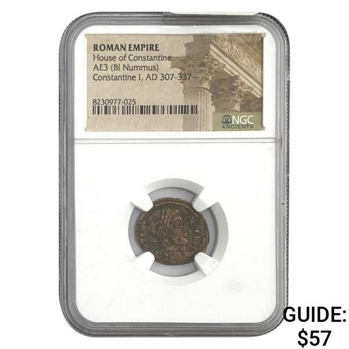 Roman Constantine I, AD 307-337 AE3 BI Nummus NGC