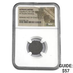 Roman Claudius II, AD 268-270 BI DBL Denarius NGC