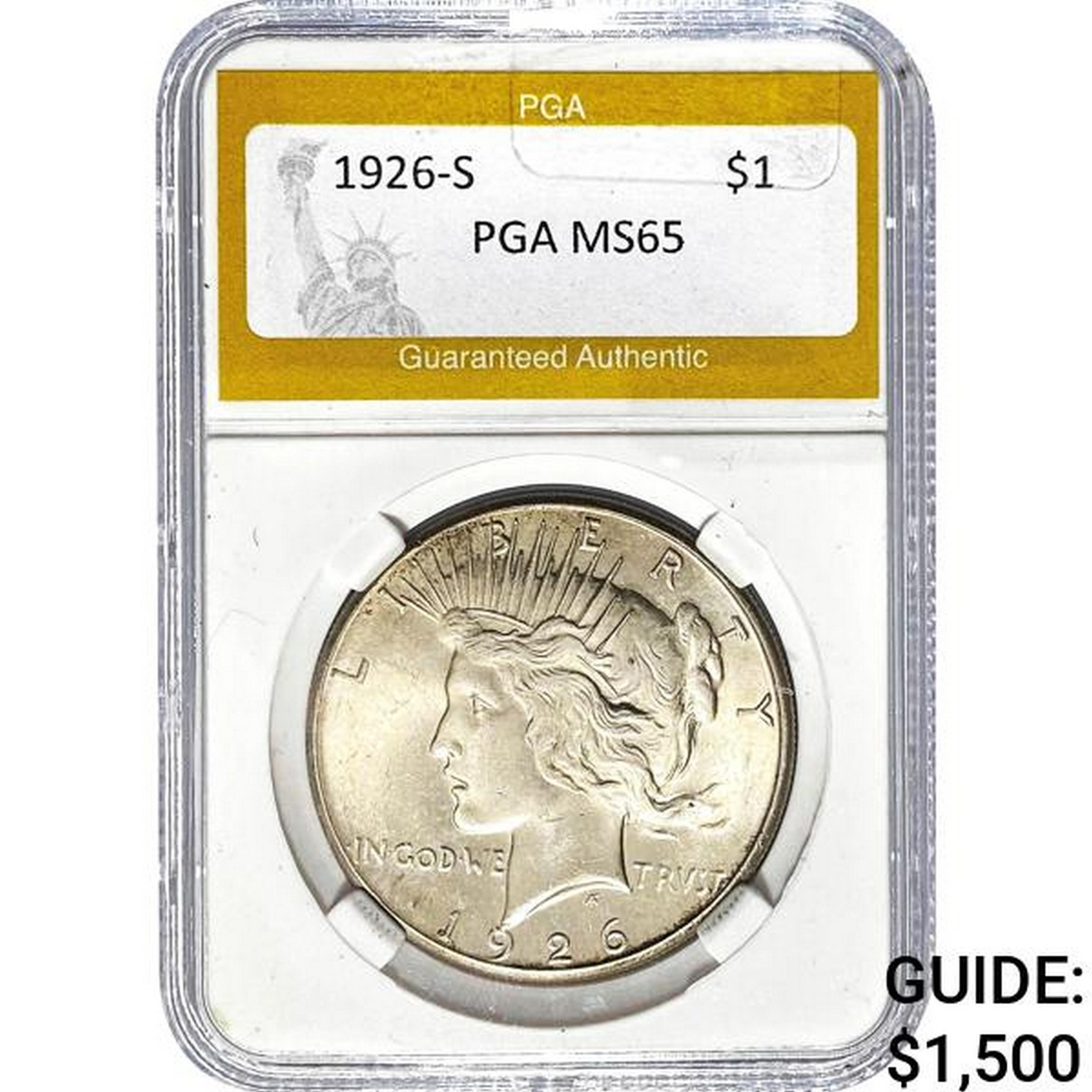 1926-S Peace Dollar PGA MS65