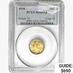 1934 Mercury Silver Dime PCGS MS65 FB