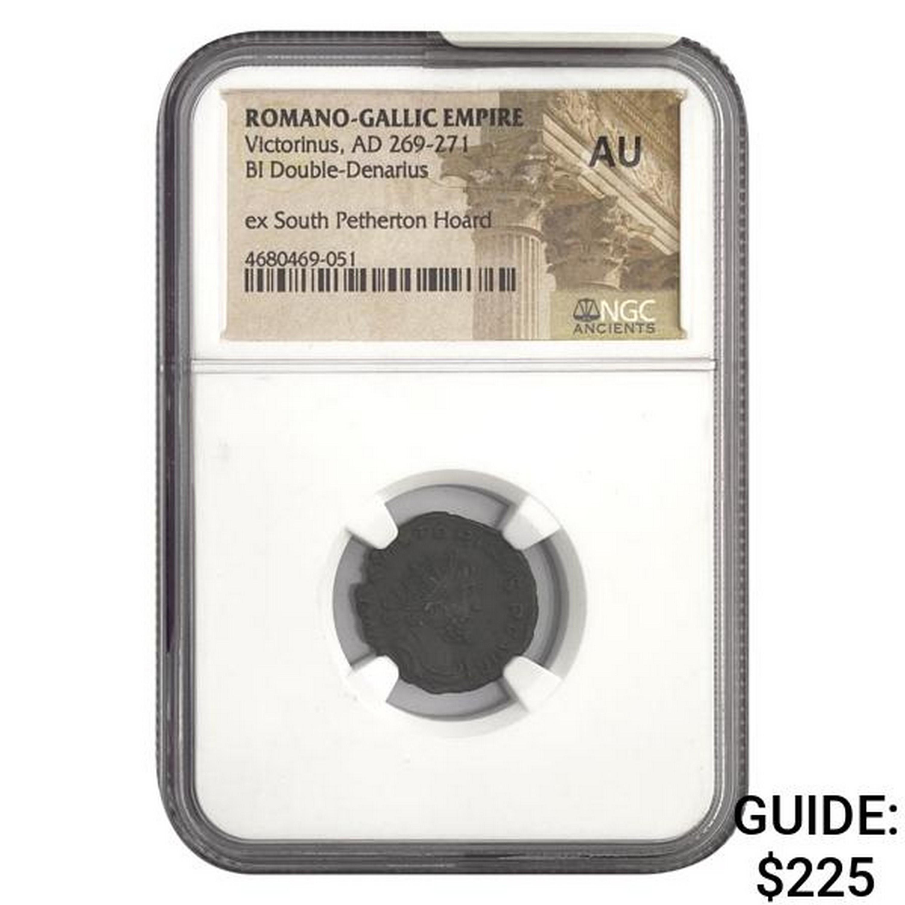Romano Gallic Victorius, AD 269-271 BI DBL Denarius NGC AU