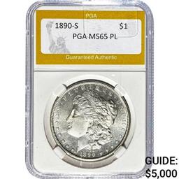 1890-S Morgan Dollar PGA MS65 PL