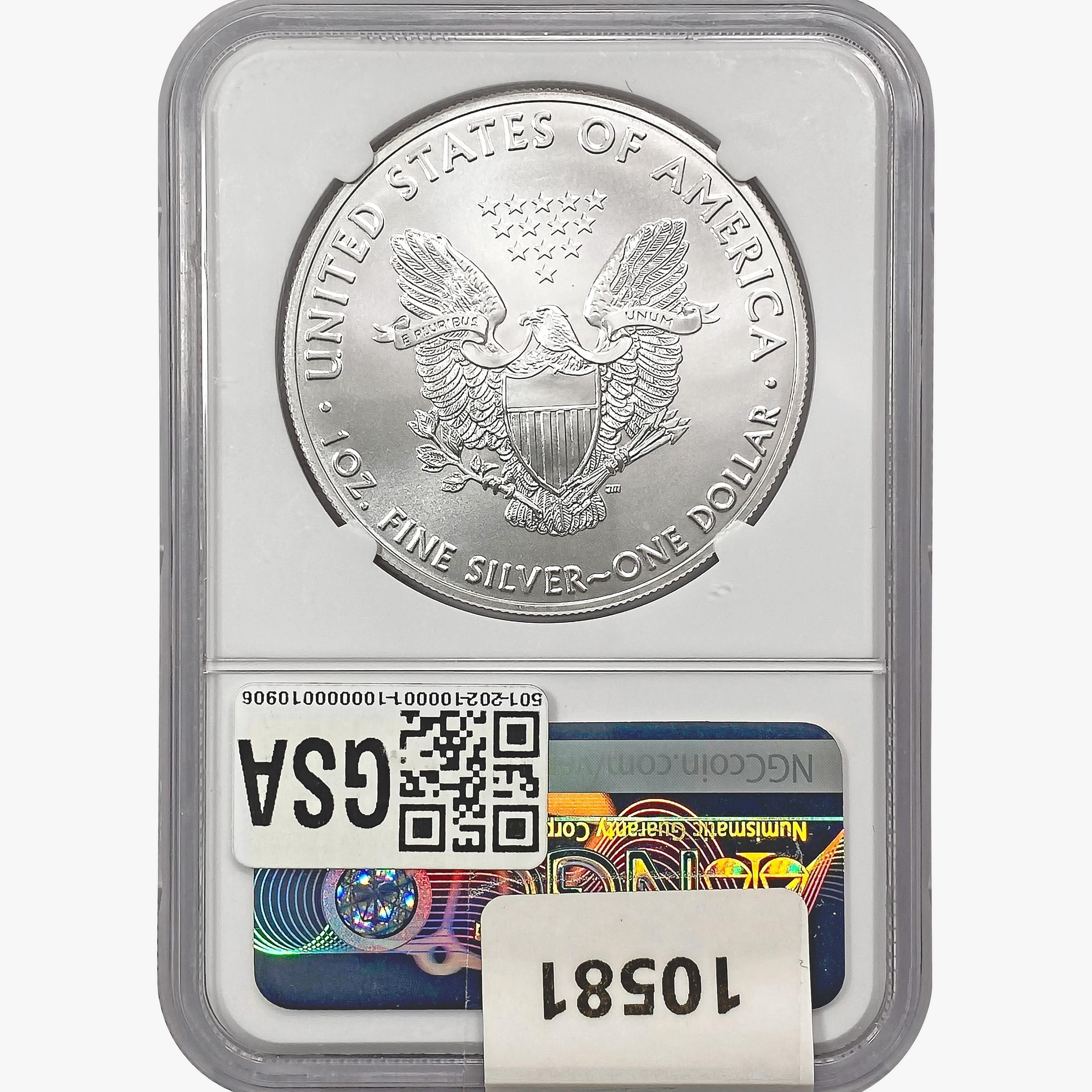 2021-S Silver Eagle NGC MS69 Heraldic T-1