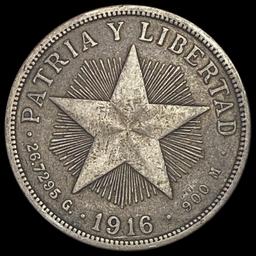 1916 CUBA PESO NEARLY UNCIRCULATED