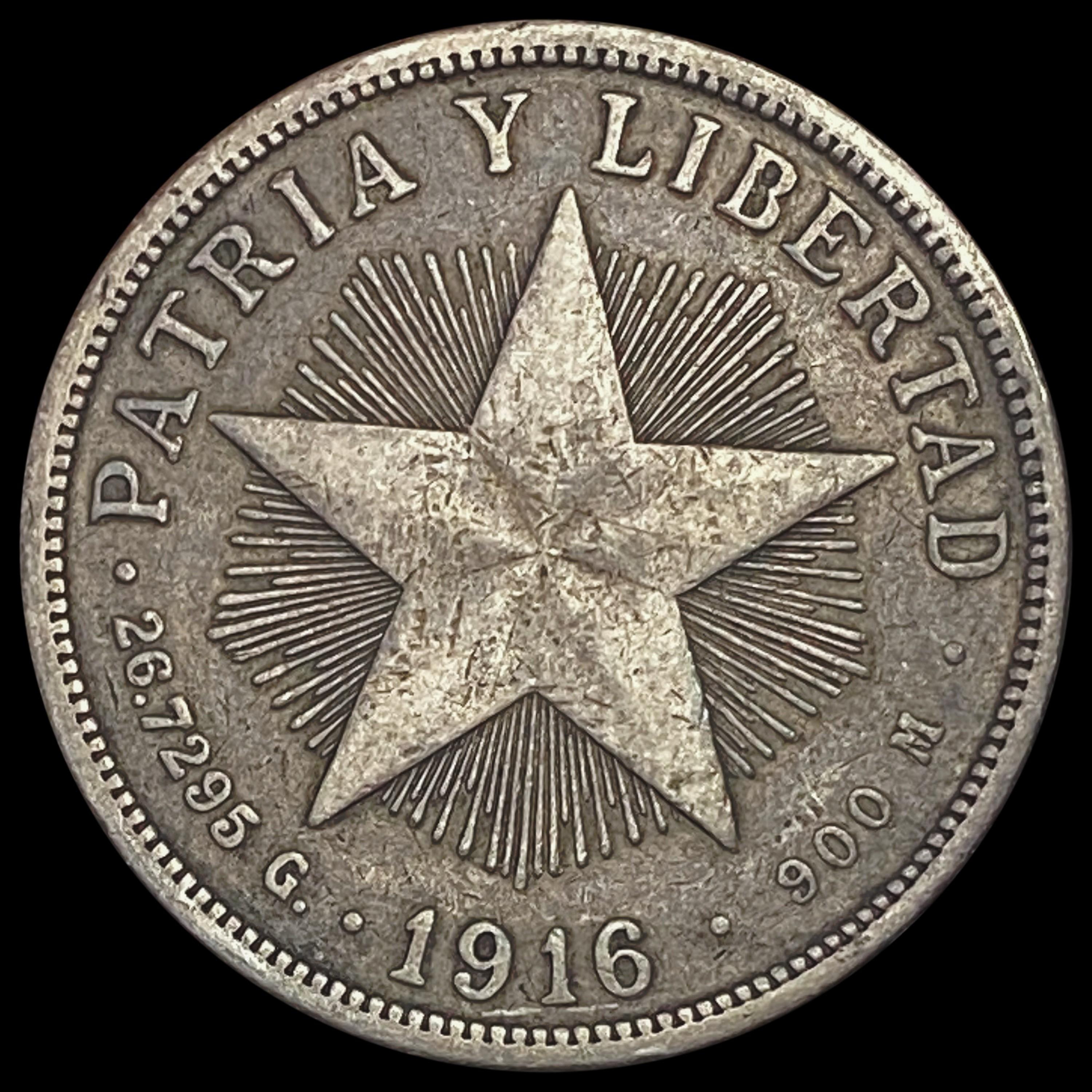 1916 CUBA PESO NEARLY UNCIRCULATED