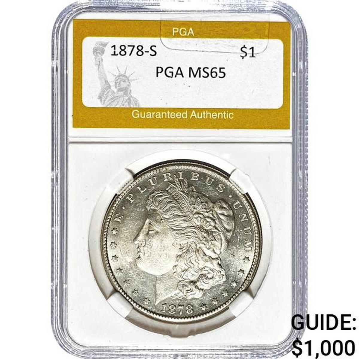 1878-S Morgan Silver Dollar PGA MS65