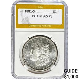 1881-S Morgan Dollar PGA MS65 PL