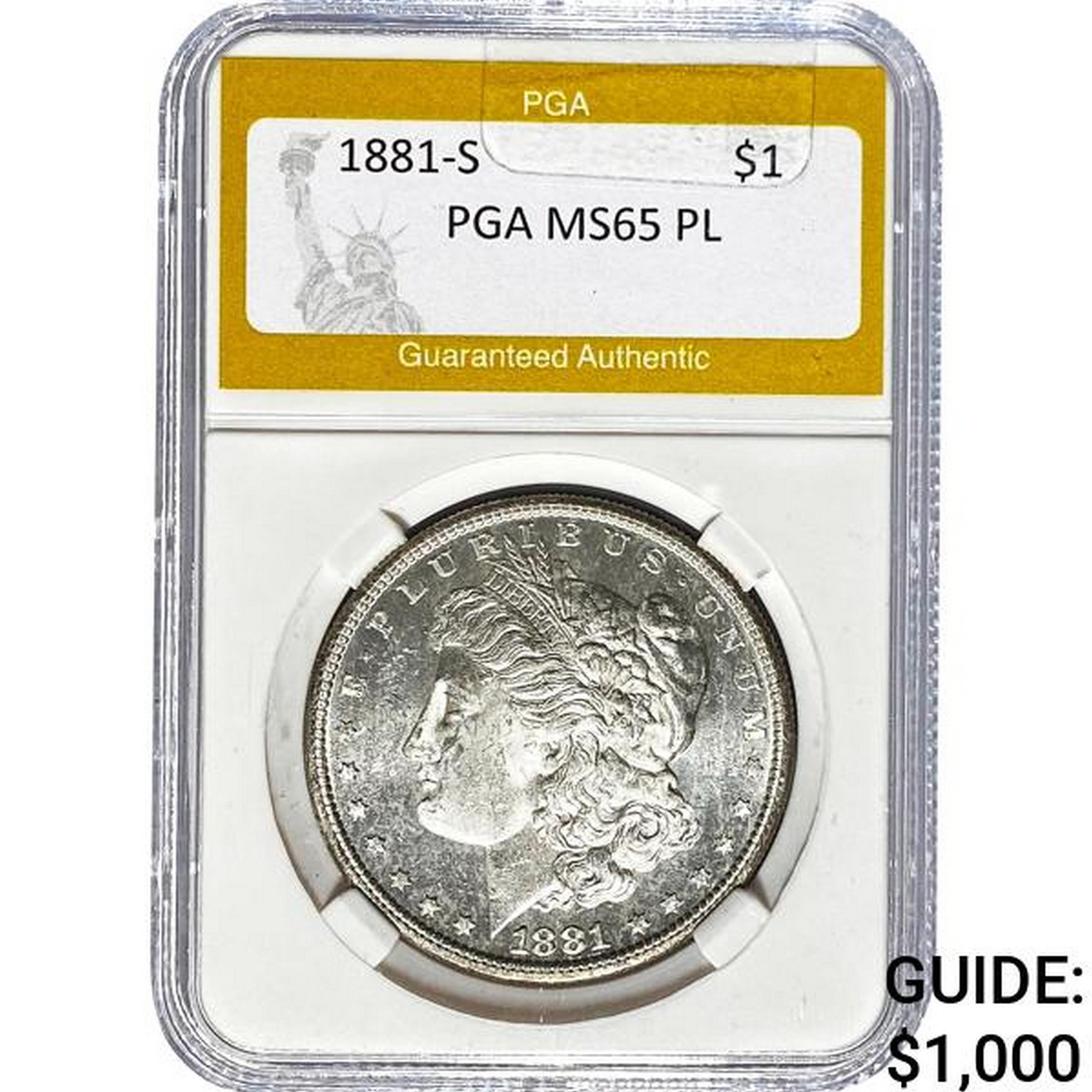 1881-S Morgan Dollar PGA MS65 PL