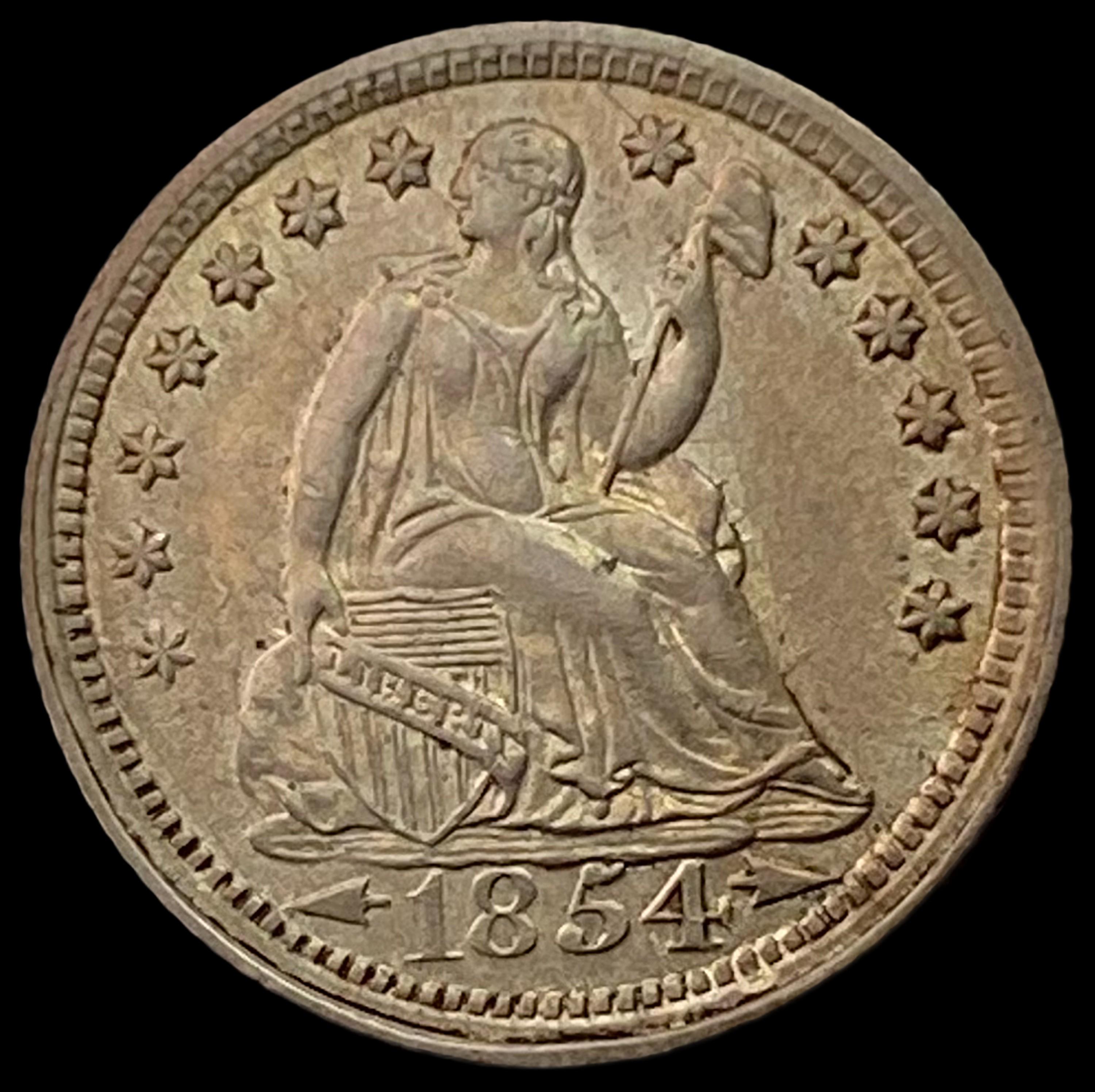1854 Seated Liberty Half Dime ABOUT UNCIRCULATED