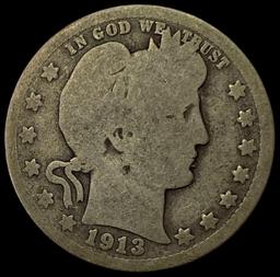1913 SILVER Barber Quarter LIGHTLY CIRCULATED