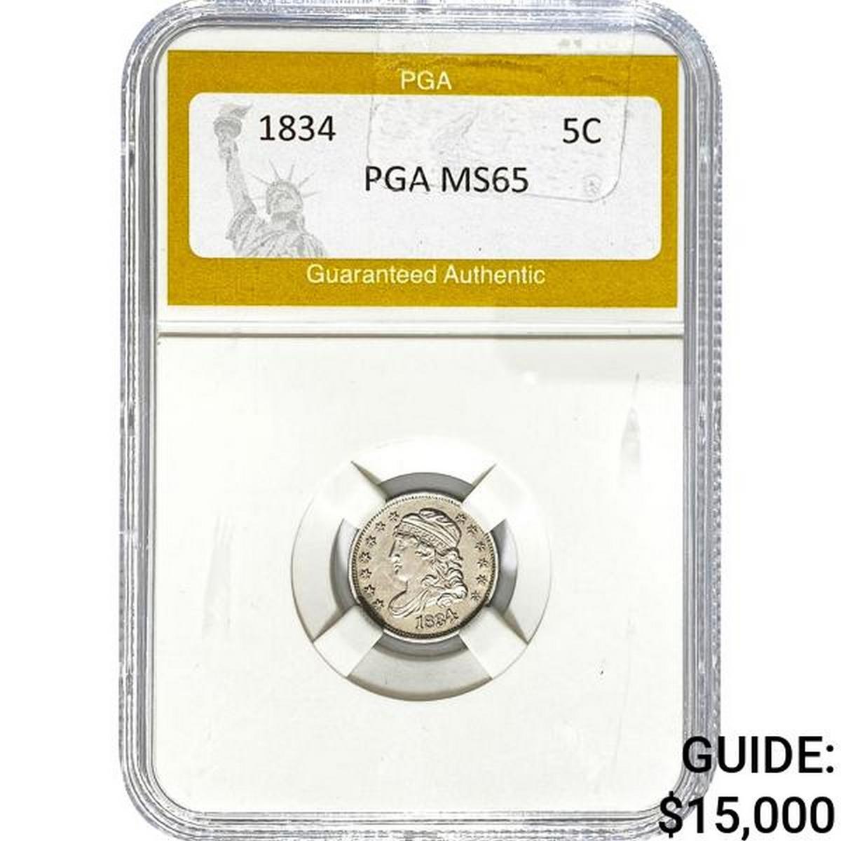 1834 Capped Bust Half Dime PGA MS65