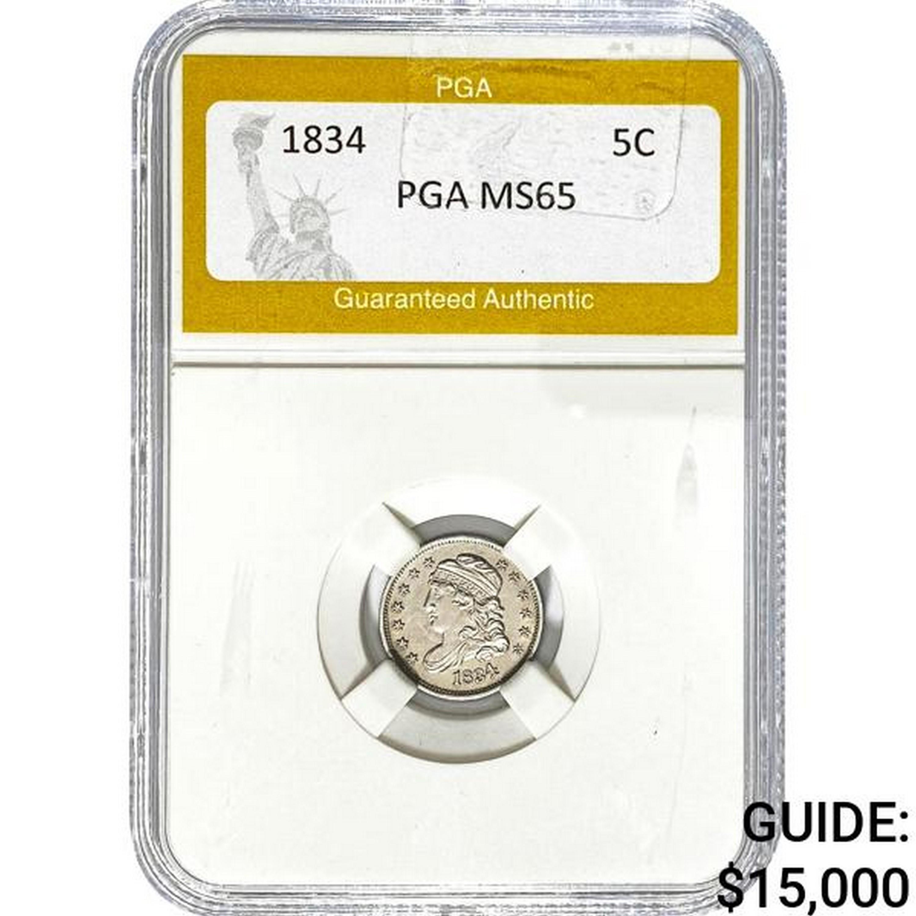 1834 Capped Bust Half Dime PGA MS65