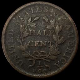 1808 Draped Bust Half Cent LIGHTLY CIRC