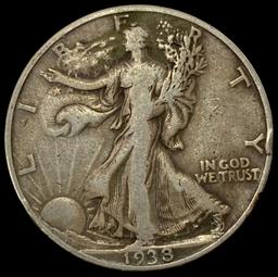 1938-D SILVER Walking Liberty Half Dollar LIGHTLY CIRCULATED