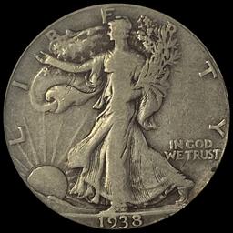 1938-D Walking Liberty Half Dollar LIGHTLY CIRCULATED
