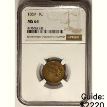 1859 Indian Head Cent NGC MS64