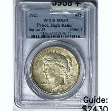 1921 Silver Peace Dollar PCGS MS63 HR