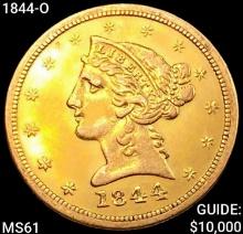1844-O $5 Gold Half Eagle UNCIRCULATED