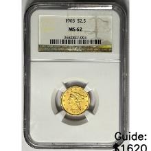 1903 $2.50 Gold Quarter Eagle NGC MS62