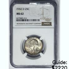 1932D Washington Silver Quarter NGC MS62