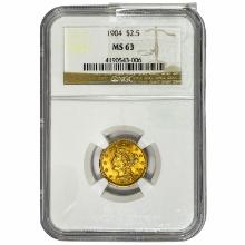 1904 $2.50 Gold Quarter Eagle NGC MS63