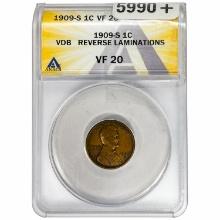 1909-S Wheat Cent ANACS VF20
