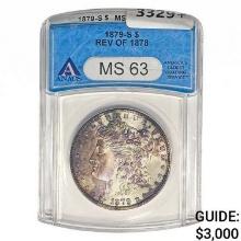 1879-S REV78 Morgan Silver Dollar ANACS MS63