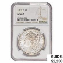 1881-S Morgan Silver Dollar NGC MS67