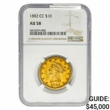 1882-CC $10 Gold Eagle NGC AU58
