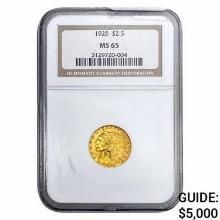 1928 $2.50 Gold Quarter Eagle NGC MS65