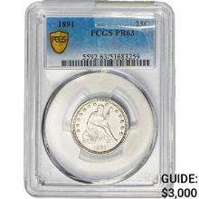 1891 Seated Liberty Quarter PCGS PR63