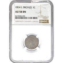 1864 1C Bronze Indian Head NGC AU58 BN