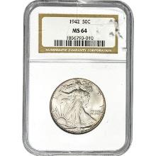 1942 Silver Half Dollar NGC MS64