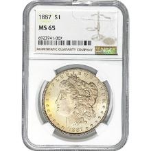 1887 $1 Morgan Dollar NGC MS65