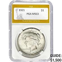 1921 Peace Dollar PGA MS63 MS63