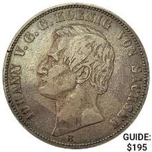 1863-B Saxony Silver Thaler NEARLY UNCIRCULATED