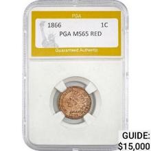 1866 Indian Head Cent PGA MS65 RED MS65