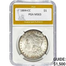 1884-CC Morgan Silver Dollar PGA MS63 MS63