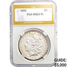 1892 Morgan Silver Dollar PGA MS63 PL MS63 PL