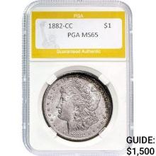 1882-CC Morgan Silver Dollar PGA MS65 MS65