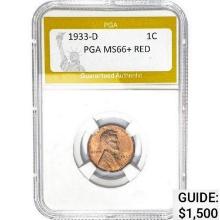 1933-D Lincoln Cent PGA MS66+ RED MS66+ RED