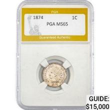 1874 Indian Head Cent PGA MS65 MS65