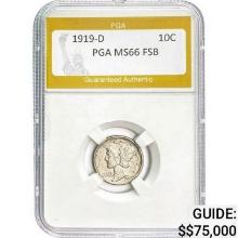 1919-D Mercury Dime PGA MS66 FSB MS66