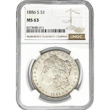 1886 $1 Morgan Dollar NGC MS63 SILVER