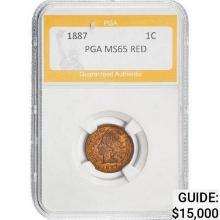 1887 Indian Head Cent PGA MS65 RED MS65