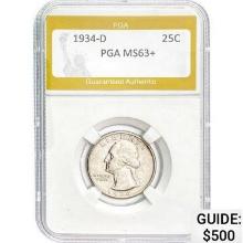 1934-D Washington Quarter PGA MS63+ MS63+